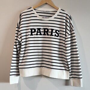 Kaily K Stripe Boucle Paris Sweatshirt Size Large